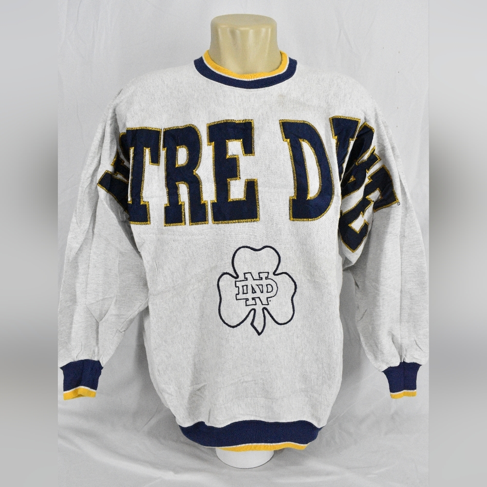 Vintage 90's Legends Big Logo Embroidery Sweatshirt University of Notre Dame,XL